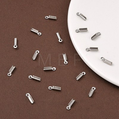 Tarnish Resistant 201 Stainless Steel Fold Over Crimp Cord Ends STAS-R055-07-1