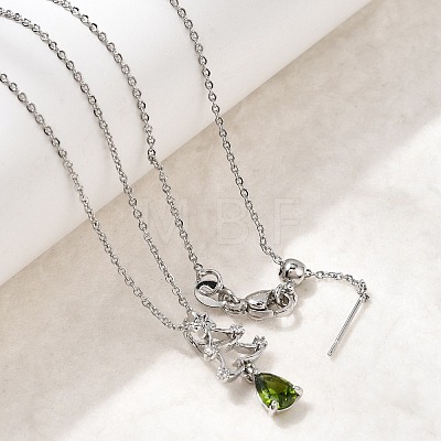 Christmas Snowflake Brass Micro Pave Cubic Zirconia Pendants Necklaces NJEW-L468-01P-B01-1