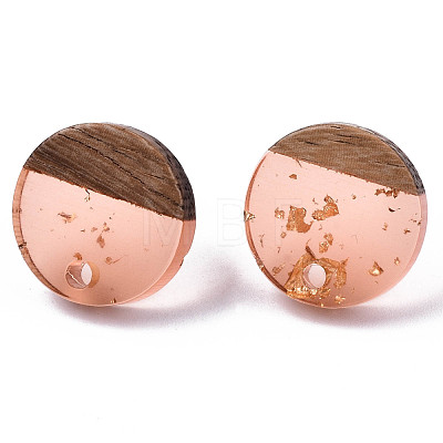 Transparent Resin & Walnut Wood Stud Earring Findings MAK-N032-007A-F04-1