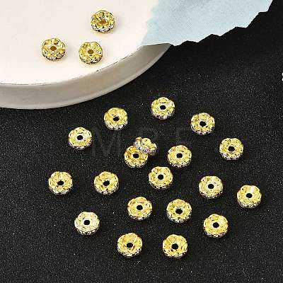 Brass Grade A Crystal Rhinestone Spacer Beads RB-A006-7MM-G-1