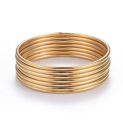 Ion Plating(IP) 7Pcs Fashion 304 Stainless Steel Plain Bangles BJEW-L664-022B-G01-1