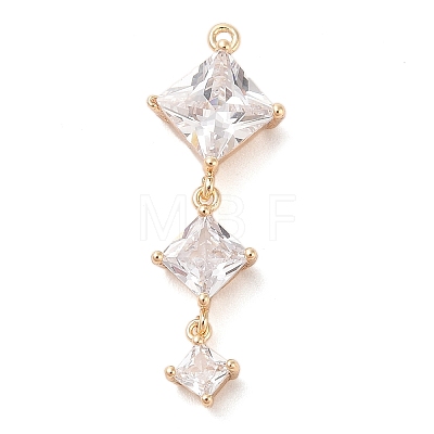 Brass Inlay Clear Glass Pendants KK-S388-08G-1