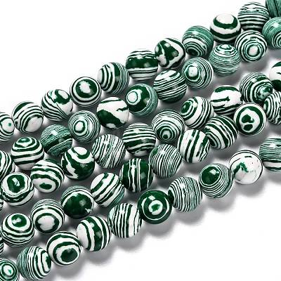 Synthetic Malachite Beads Strands X-G-I199-32-10mm-F-1