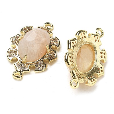 Natural Moonstone Faceted Oval Connector Charms G-G181-06G-09-1