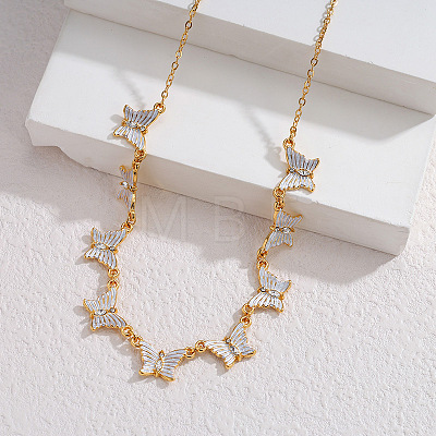 304 Stainless Steel Crystal Rhinestone Butterfly Multi-Pendant Necklaces for Women WG50282-01-1