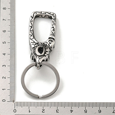 Tibetan Style 316 Surgical Stainless Steel Fittings with 304 Stainless Steel Key Ring FIND-Q101-08AS-03-1