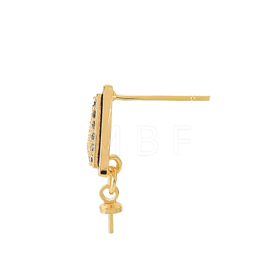 Brass Micro Pave Clear Cubic Zirconia Stud Earring Findings KK-N233-130-NF-1