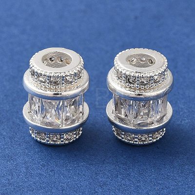 Rack Plating Brass Pave Clear Cubic Zirconia European Beads KK-M285-28S-1