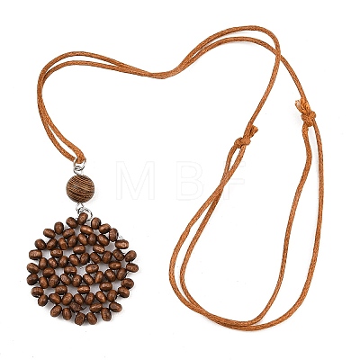 Boho Woven Wood Beads Pendant Long Necklaces WD-CBA76F6-01B-1