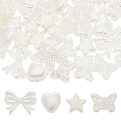 80G 4 Style ABS Plastic Imitation Pearl Beads KY-SC0001-69-1