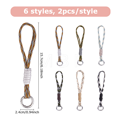 12Pcs 6 Styles Polyester & Spandex Parachute Cord Pendant Decorations HJEW-DC00184-1