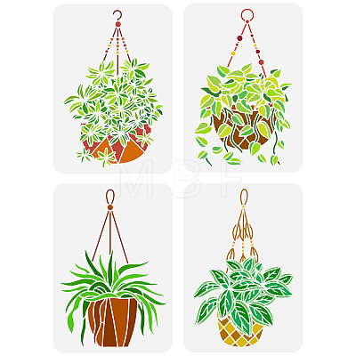 4Pcs 4 Styles PET Hollow Out Drawing Painting Stencils DIY-WH0394-0132-1