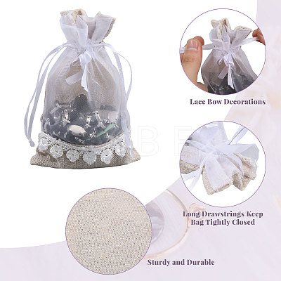 Burlap & Organza Storage Pouches ABAG-WH0040-13-1