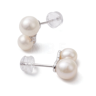 Natural Pearl Ear Studs EJEW-P286-24P-1