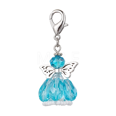 Angel Glass Beaded & Alloy Pendant Decorations HJEW-MZ00189-03-1