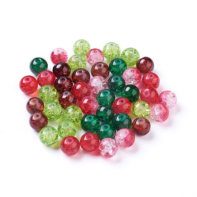 5 Colors Spray Painted & Baking Painted Crackle Glass Beads CCG-X0010-05-8mm-1