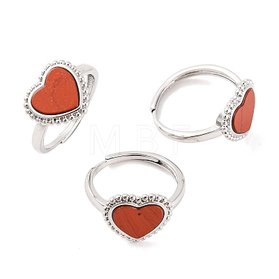 Heart Natural Gemstone Adjustable Rings RJEW-Q817-05P-1