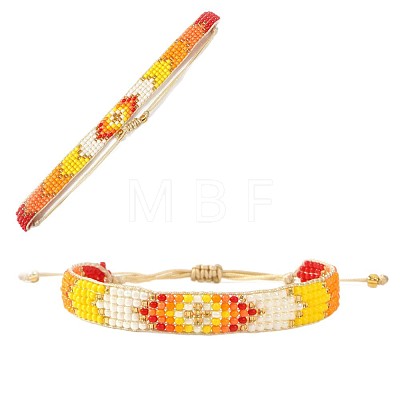 Adjustable Glass Seed Bead Braided Bead Bracelets for Women AP3719-1-1