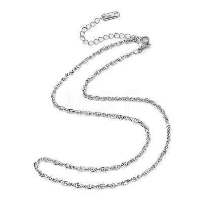 304 Stainless Steel Rope Chain Necklace for Men Women NJEW-YW0001-08-1