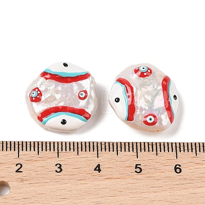 Natural Keshi Pearl Enamel Beads PEAR-G014-04C-1