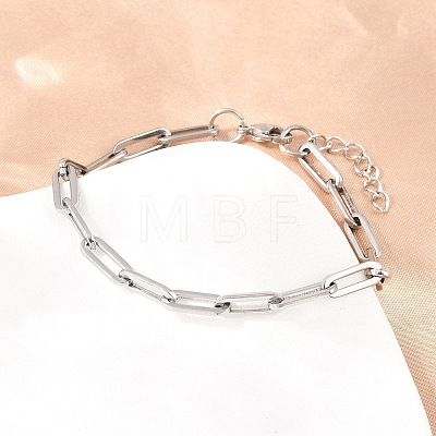 304 Stainless Steel Link Paperclip Chain Bracelet & Necklace Jewelry Sets SJEW-L199-05P-1