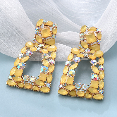 Alloy Glass Dangle Stud Earrings WG66E92-10-1