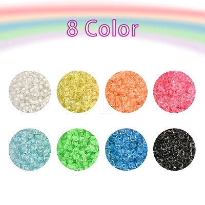 3600Pcs 8 Color Luminous Transparent Glass Seed Beads SEED-YW0001-83-1