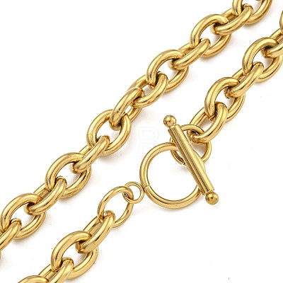 304 Stainless Steel Cable Chain Necklaces for Men Women NJEW-G152-01G-1