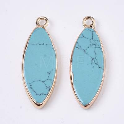 Edge Golden Plated Synthetic Turquoise Pendants G-T131-06J-1