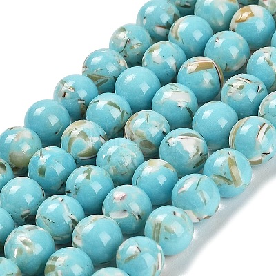 Assembled Synthetic Stone and Trochus Shell Beads Strands X-G-B128-08C-06-1