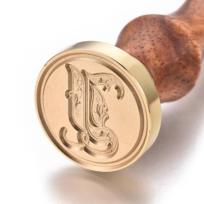 Brass Retro Initials Wax Sealing Stamp AJEW-F046-03I-1