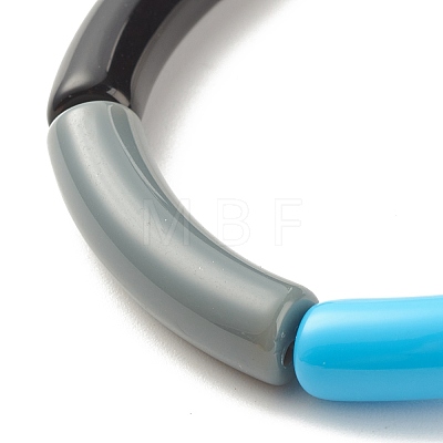 Acrylic Curved Tube Beaded Stretch Bracelet BJEW-JB07973-03-1