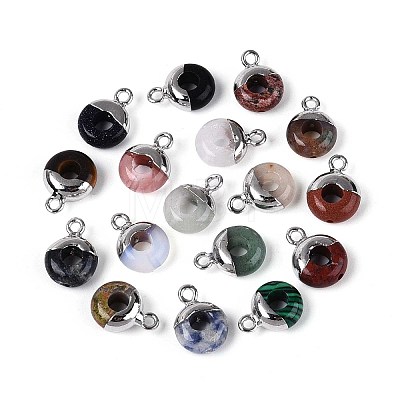Natural & Synthetic Mixed Stone Rondelle Charms G-T144-71M-1