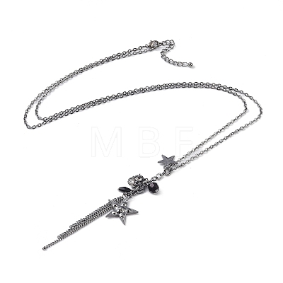 Alloy Star Tassels Pendant Necklace NJEW-M221-02B-1