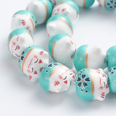 Handmade Printed Porcelain Beads PORC-G004-C02-1