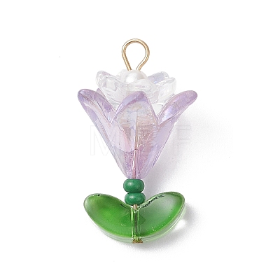7Pcs Transparent Acrylic Flower Pendants PALLOY-MZ01099-1