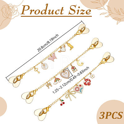 3Pcs Alloy Enamel Pendant Decorations HJEW-UN00131-1