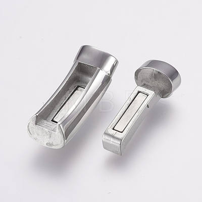304 Stainless Steel Magnetic Clasps with Glue-in Ends STAS-F122-12P-1