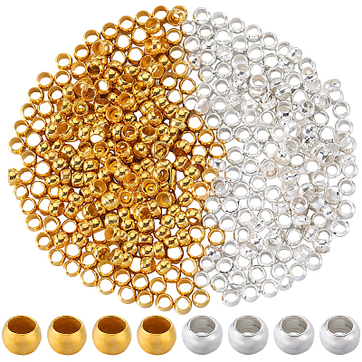 SOFPLATE 2000Pcs 2 Colors Brass Crimp Beads KK-SP0001-83-1