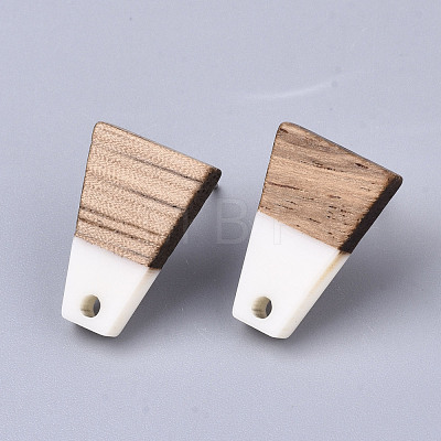 Resin & Walnut Wood Stud Earring Findings MAK-N032-001A-B03-1