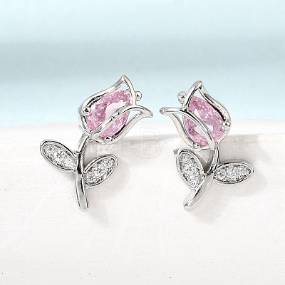 Brass Micro Pave Cubic Zirconia Stud Earrings KK-CBA8324-19P-02-1
