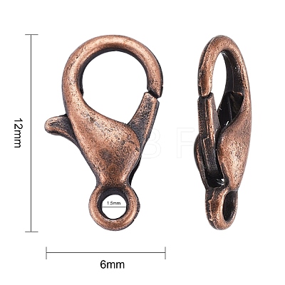 Red Copper Tone Zinc Alloy Lobster Claw Clasps X-E102-NFR-1
