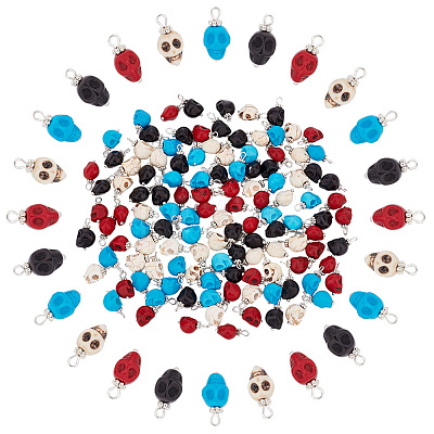 120Pcs 4 Colros Synthetic Turquoise Pendants G-AR0004-90-1