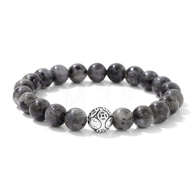 Natural Labradorite Round Beaded Stretch Bracelets BJ1741-3-1