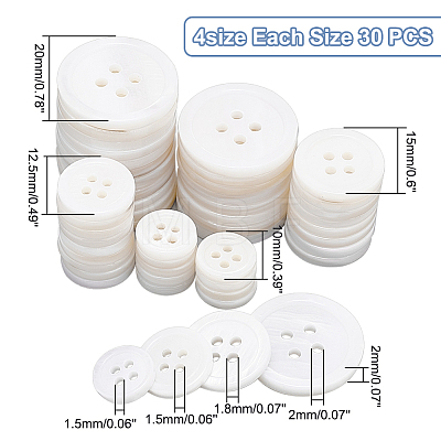 120Pcs 4 Style 4-Hole Natural Shell Buttons FIND-GA0003-28B-1