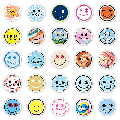 50Pcs Smiling Face Pvc Graffiti stickers for DIY Decorating Luggage PW-WG61750-01-1