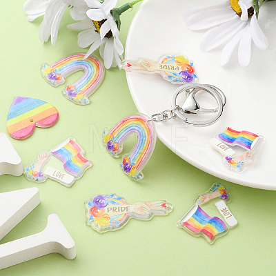 16Pcs 4 Styles Printed Acrylic Pendants MACR-CJ0001-52-1