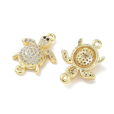 Brass Micro Pave Clear Cubic Zirconia Sea Animals Connector Charms KK-H280-01A-G-1
