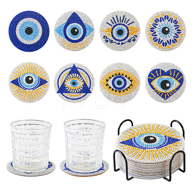 DIY Diamond Painting Evil Eye Theme Cup Mat Kits DIY-TAC0028-02-1