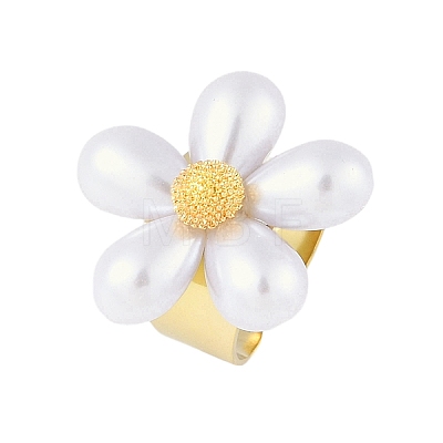 Flower Natural Shell Finger Rings RJEW-H234-02G-1